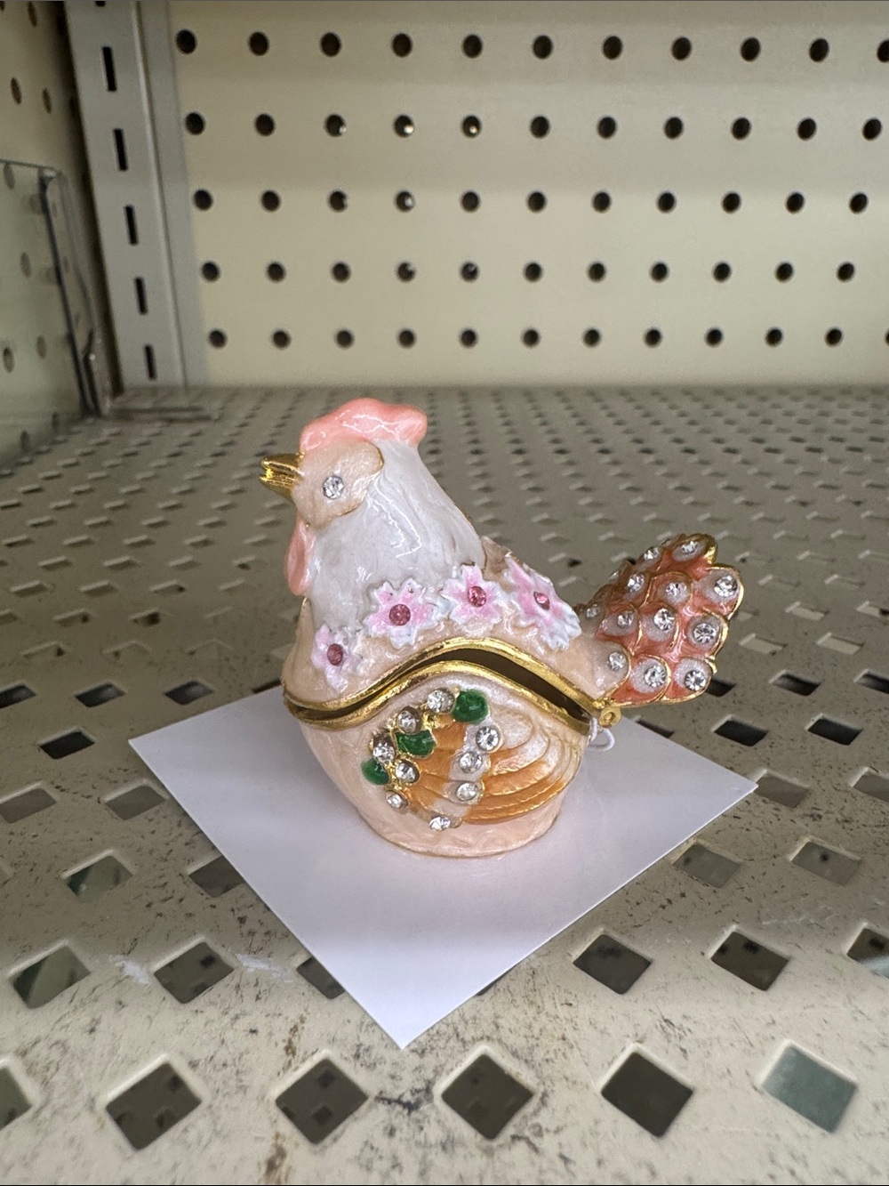 Decorative Pink Jeweled Hen Figurine for Birds Category